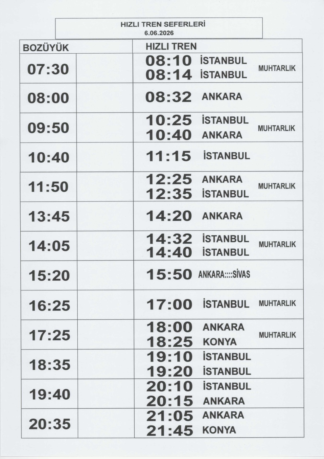 Hızlı Tren Dolmuş Haziran